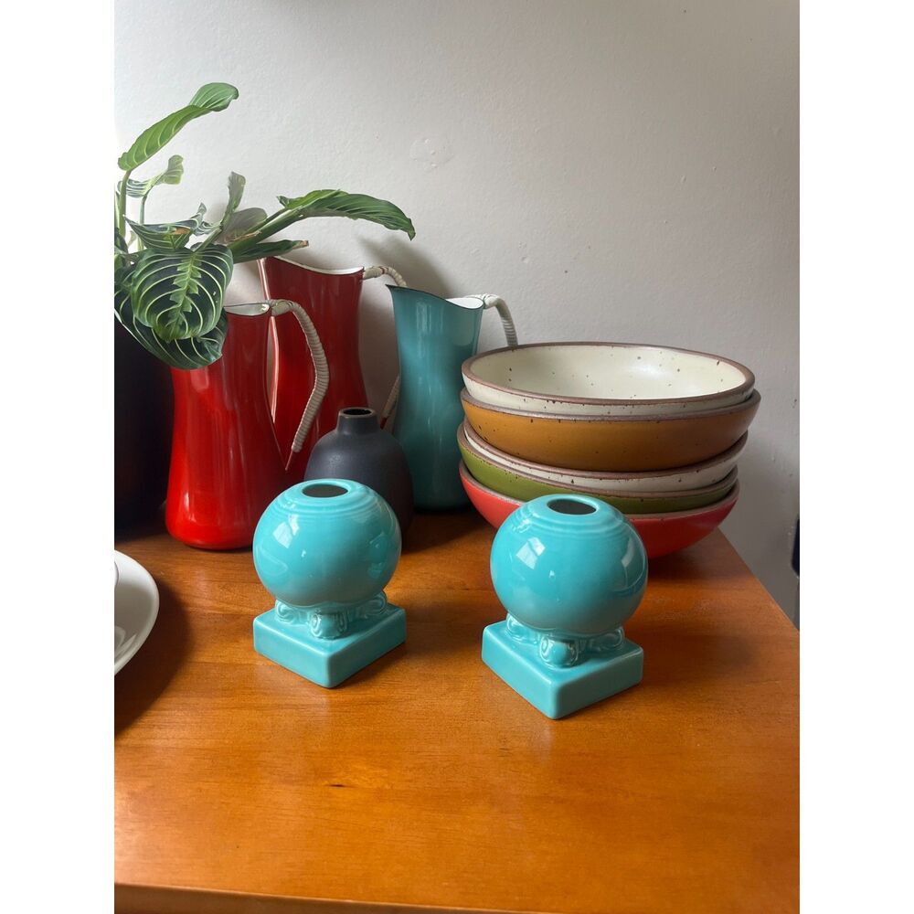 VTG Fiestaware Taper Turquoise Candlestick Holders